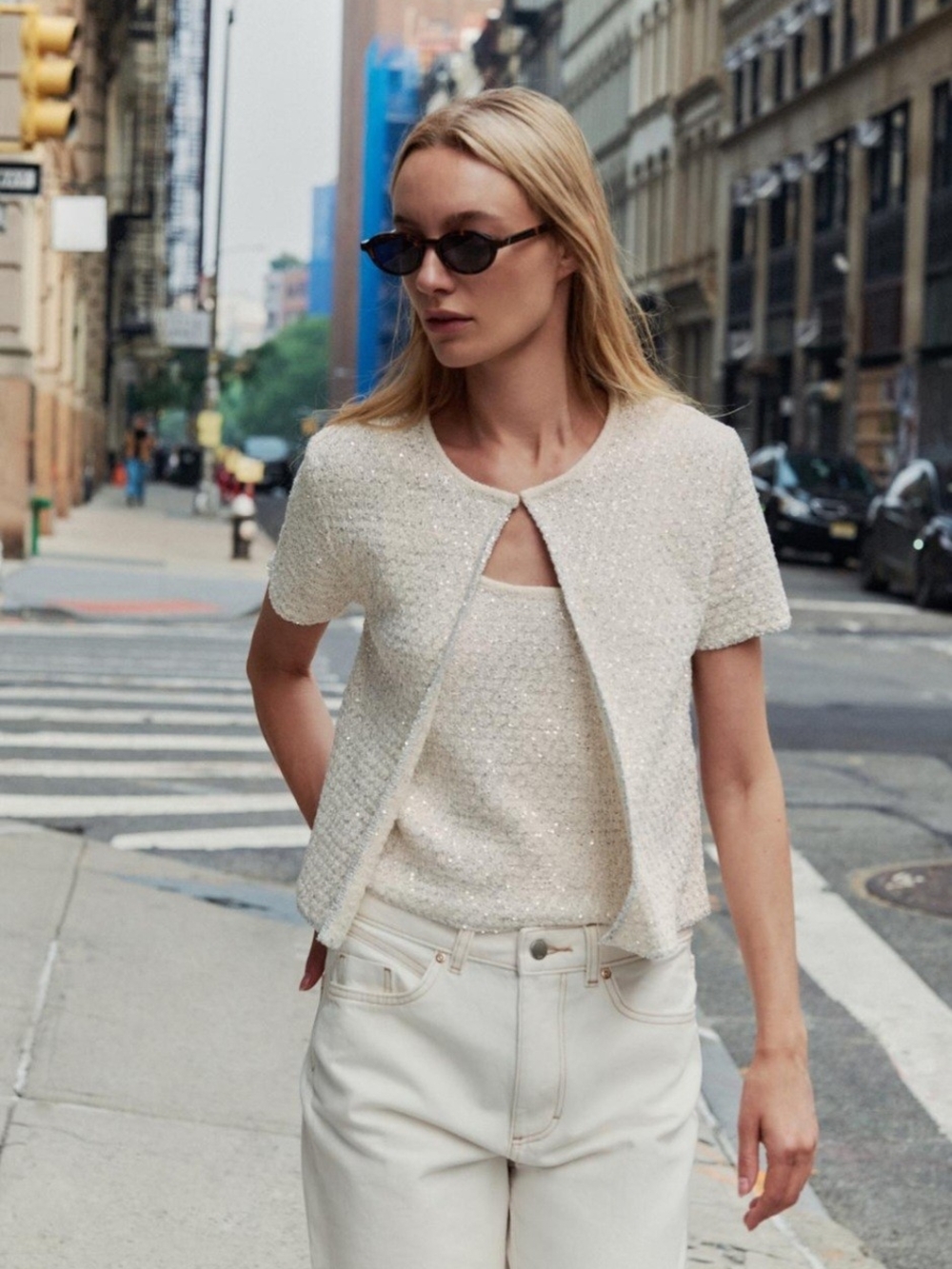 NWT Zara Metallic Thread Cardigan + Top Set